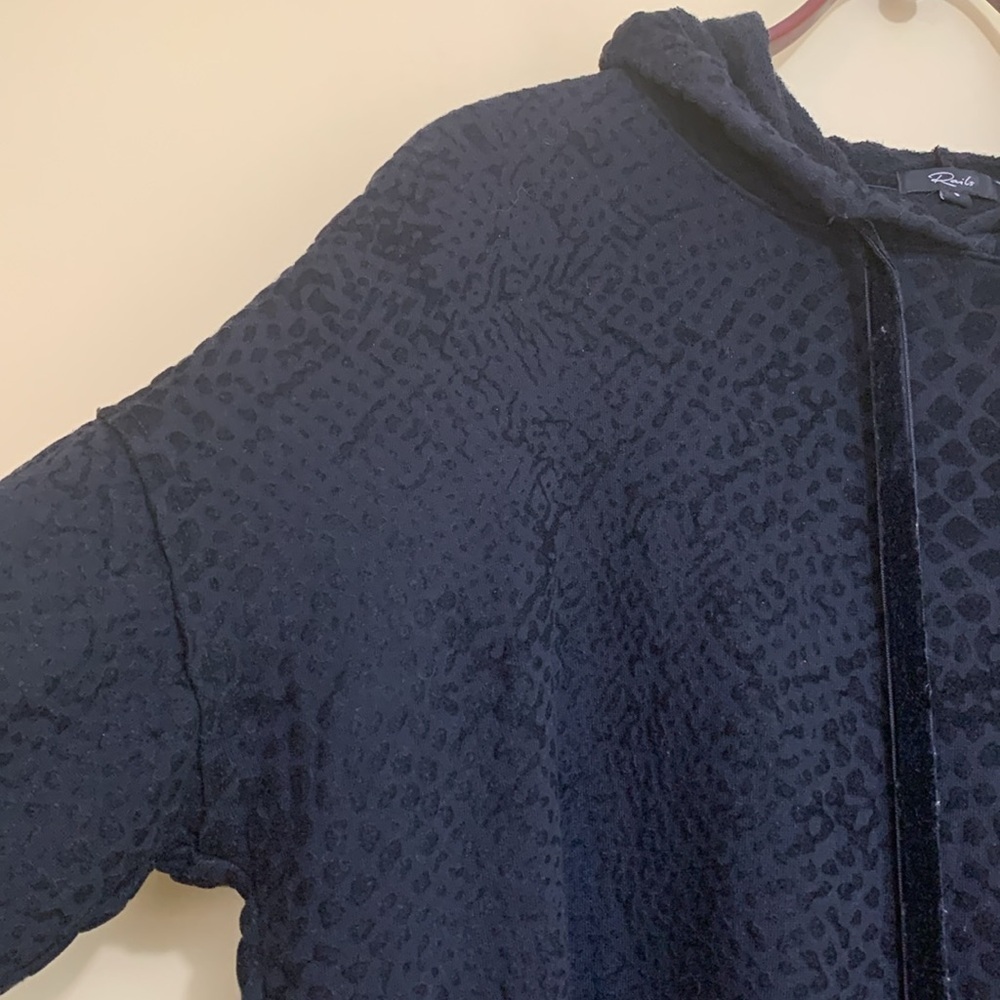 Rails | Black Nico Flocked Cobra Cotton Model Loungewear Hoodie Sweatshirt S - Picture 8 of 17